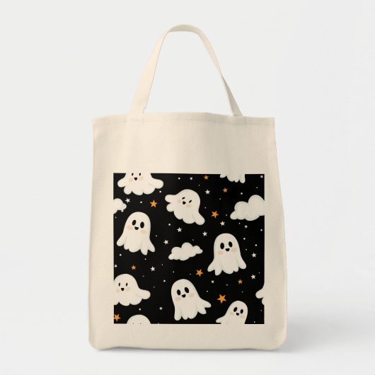 Spookachtige Schattigee Halloween Ghost Cloudy Sta Tote Bag (Voorkant)