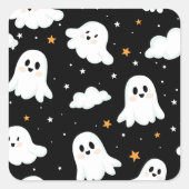 Spookachtige Schattigee Halloween Ghost Cloudy Sta Vierkante Sticker (Voorkant)