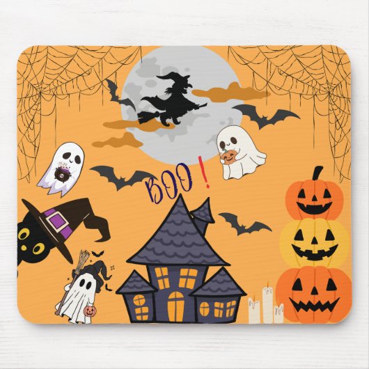 Spookachtige Schattigee Halloween Mousepad - Haunt Muismat (Voorkant)