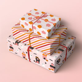 Spookachtige Schattigee Halloween-patronen Inpakpapier Vel