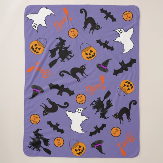 Spookachtige Schattigee Halloween Sherpa Fleece Bl Deken (Voorkant)