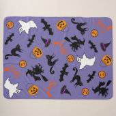 Spookachtige Schattigee Halloween Sherpa Fleece Bl Deken (Voorkant (horizontaal))