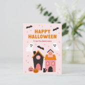Spookachtige Schattigee Halloween spookhuizen Briefkaart (Staand voorkant)
