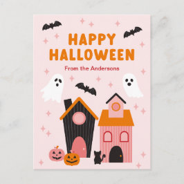 Spookachtige Schattigee Halloween spookhuizen Briefkaart