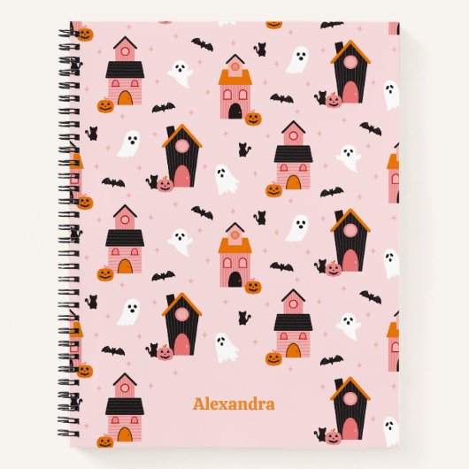 Spookachtige Schattigee Halloween spookhuizen gepe Notitieboek (Voorkant)