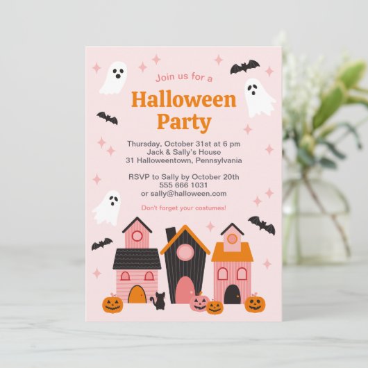 Spookachtige Schattigee Halloween spookhuizen Kaart (Staand voorkant)