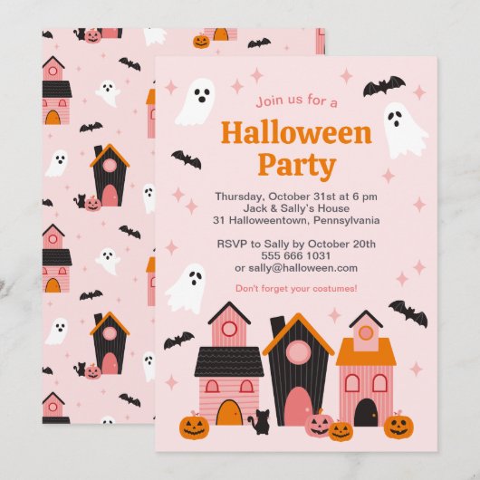 Spookachtige Schattigee Halloween spookhuizen Kaart (Voorkant / Achterkant)
