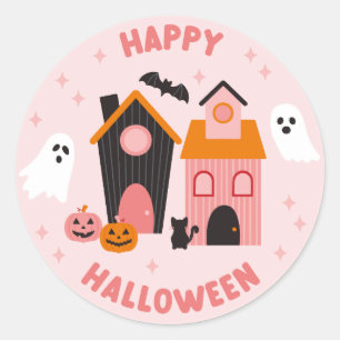 Spookachtige Schattigee Halloween spookhuizen Ronde Sticker