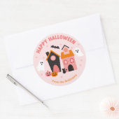 Spookachtige Schattigee Halloween spookhuizen Ronde Sticker (Envelop)