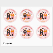 Spookachtige Schattigee Halloween spookhuizen Ronde Sticker (Vel)