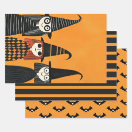 Spookachtige Schattigee heksen Verbrand Sinaasappe Inpakpapier Vel