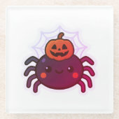 Spookachtige Schattigee Kawaii Halloween Spider Glazen Onderzetter (Voorkant)