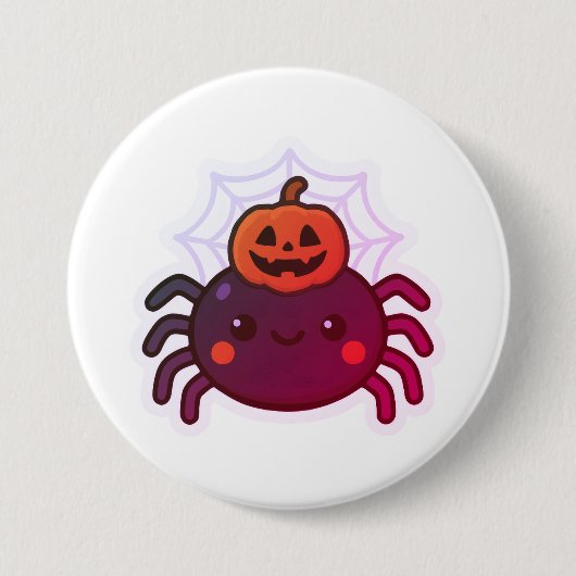 Spookachtige Schattigee Kawaii Halloween Spider Ronde Button 7,6 Cm (Voorkant)