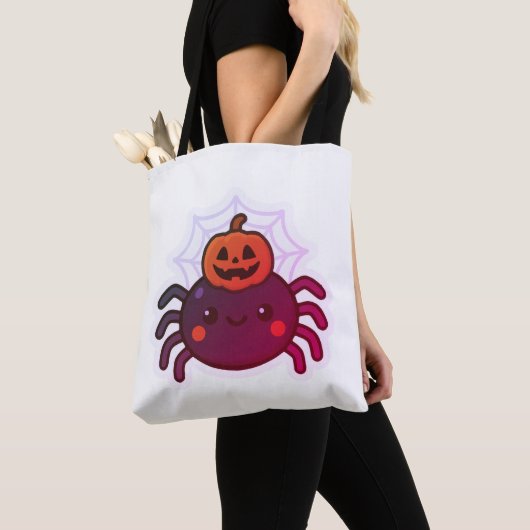 Spookachtige Schattigee Kawaii Halloween Spider Tote Bag (Dichtbij)