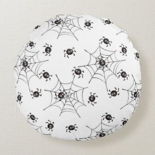 Spookachtige Schattigee Spiders & Webs Halloween Rond Kussen