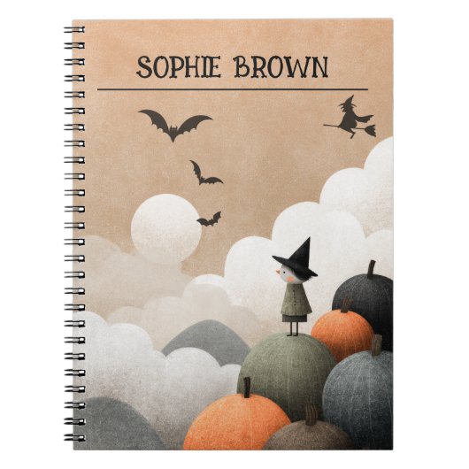 Spookachtige Schattigee Waterverf Halloween Witch  Notitieboek (Voorkant)