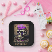 Spookachtige schedel gothic Halloween Night Papieren Bordje (Feest)