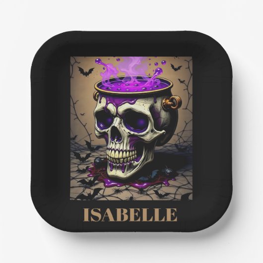 Spookachtige schedel gothic Halloween Night Papieren Bordje (Voorkant)