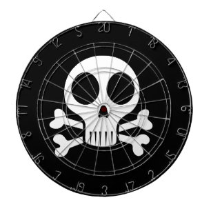 Spookachtige schedel op een zwarte achtergrond dartbord