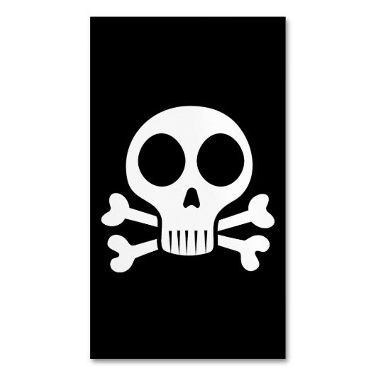 Spookachtige schedel op een zwarte achtergrond magnetisch visitekaartje (Voorkant Verticaal)