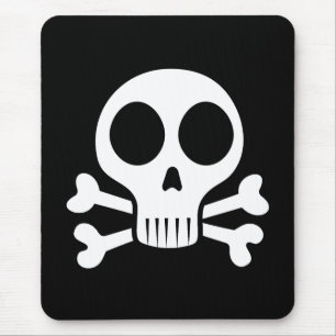Spookachtige schedel op een zwarte achtergrond muismat