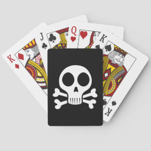 Spookachtige schedel op een zwarte achtergrond pokerkaarten