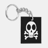Spookachtige schedel op een zwarte achtergrond sleutelhanger (Voorkant Links)