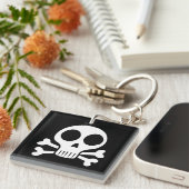 Spookachtige schedel op een zwarte achtergrond sleutelhanger (Voorkant Rechts)