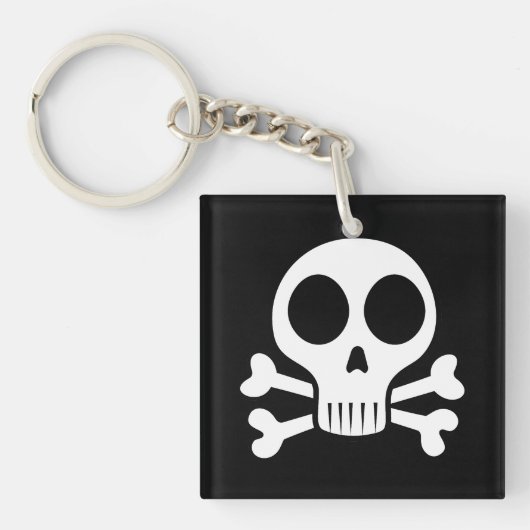 Spookachtige schedel op een zwarte achtergrond sleutelhanger (Voorkant)