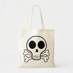 Spookachtige schedel op een zwarte achtergrond tote bag