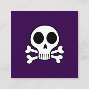 Spookachtige schedel op een zwarte achtergrond vierkante visitekaartje