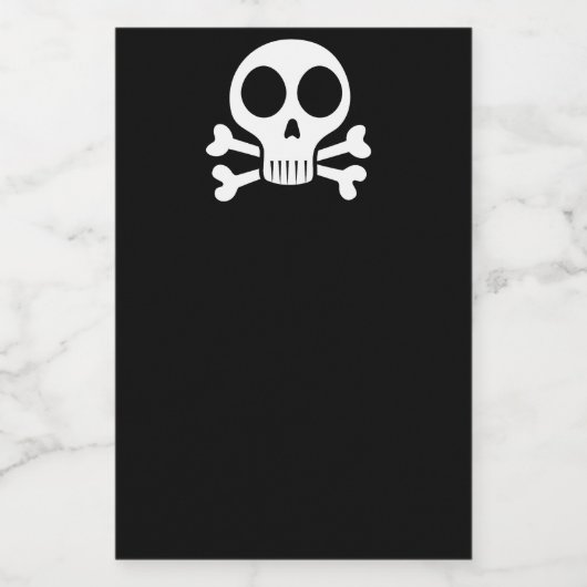 Spookachtige schedel op een zwarte achtergrond voedselcontainer etiket (Enkel label)