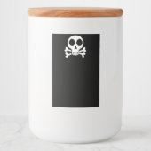 Spookachtige schedel op een zwarte achtergrond voedselcontainer etiket (Voorkant)