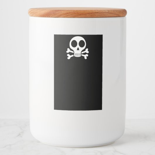 Spookachtige schedel op een zwarte achtergrond voedselcontainer etiket (Voorkant)