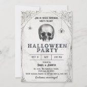 spookachtige schedel skeletspin Halloween Kaart (Voorkant)