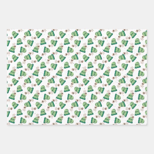 Spookachtige schedels en grafstenen Halloween Inpakpapier Vel (Voorkant 2)