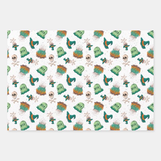Spookachtige schedels en grafstenen Halloween Inpakpapier Vel (Voorkant)