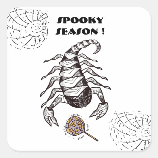 Spookachtige schorpioen vierkante sticker (Voorkant)