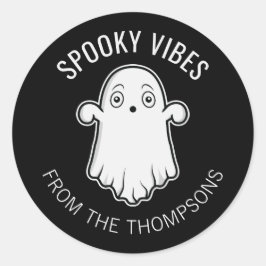 Spookachtige Sfeer Geest Halloween Zwart En Wit Ronde Sticker