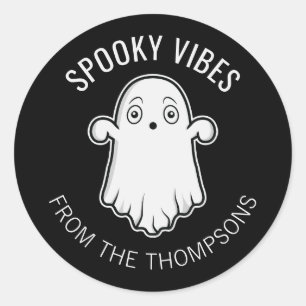 Spookachtige Sfeer Geest Halloween Zwart En Wit Ronde Sticker
