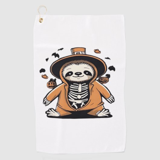 Spookachtige skelet luiaard truc voor de behandeli golfhanddoek (Voorkant)