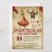  spookachtige Skeleton Bloody Halloween Party Kaart (Voorkant)