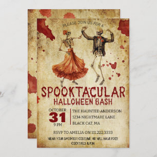  spookachtige Skeleton Bloody Halloween Party Kaart
