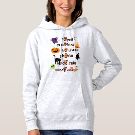 Spookachtige spelling met alle dingen Halloween Hoodie (Voorkant)