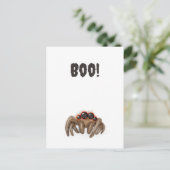 Spookachtige spin 'Boe!' Halloween-briefkaart Briefkaart (Staand voorkant)