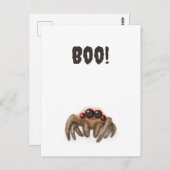 Spookachtige spin 'Boe!' Halloween-briefkaart Briefkaart (Voorkant / Achterkant)
