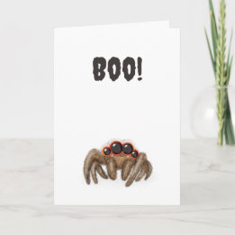 Spookachtige spin 'Boe!' Halloweenkaart Kaart