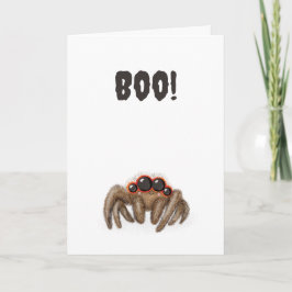 Spookachtige spin 'Boe!' Halloweenkaart Kaart
