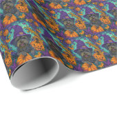 Spookachtige Tibetaanse Terriër Hond Halloween Hek Cadeaupapier (Rol Hoek)