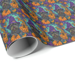 Spookachtige Tibetaanse Terriër Hond Halloween Hek Cadeaupapier